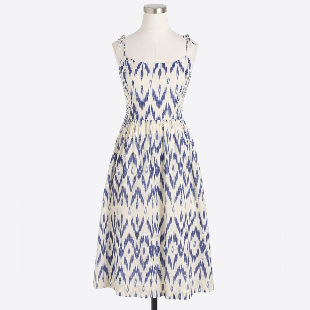 J. Crew Factory Dress Ikat Sundress 4 Tie Shoulders - Picture 4 of 5